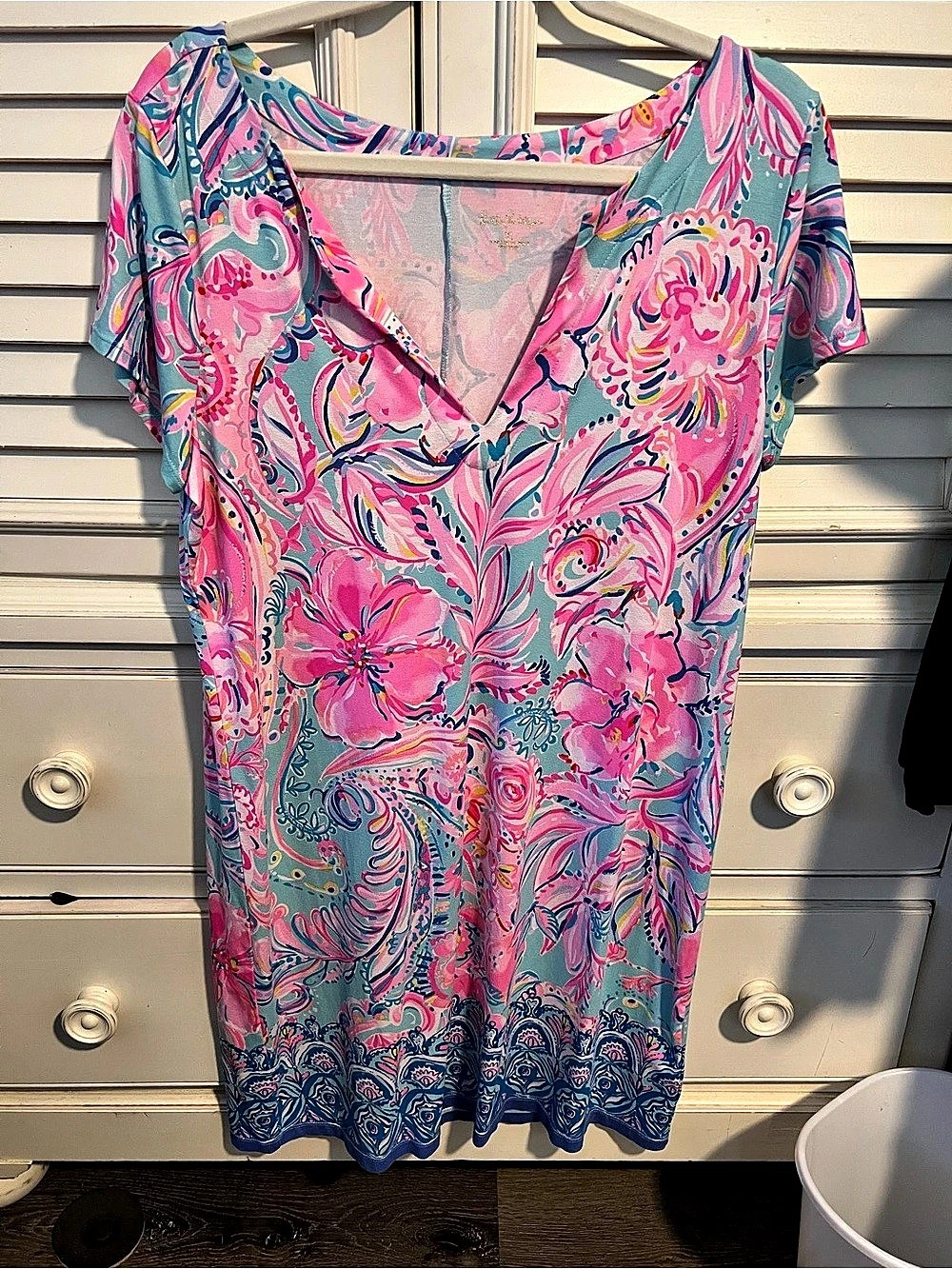 Lilly Pulitzer Sophiletta Dress Floral Mini Pink & Blue XL